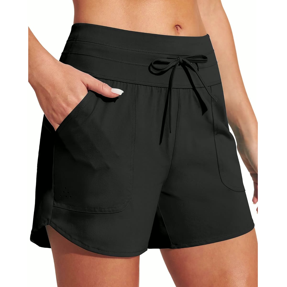 IUGA Womens 5" Swim Board Shorts Stretchy High Waisted Beach Shorts for Women Quick Dry UPF 50+ Swimsuit Bottoms with Li