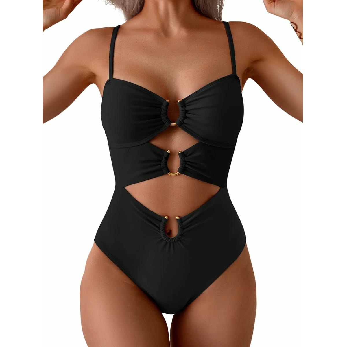 Eomenie Womens Cutout One Piece Swimsuit with Ring Linked Sexy Monokini Bathing Suit for Beach Vacation