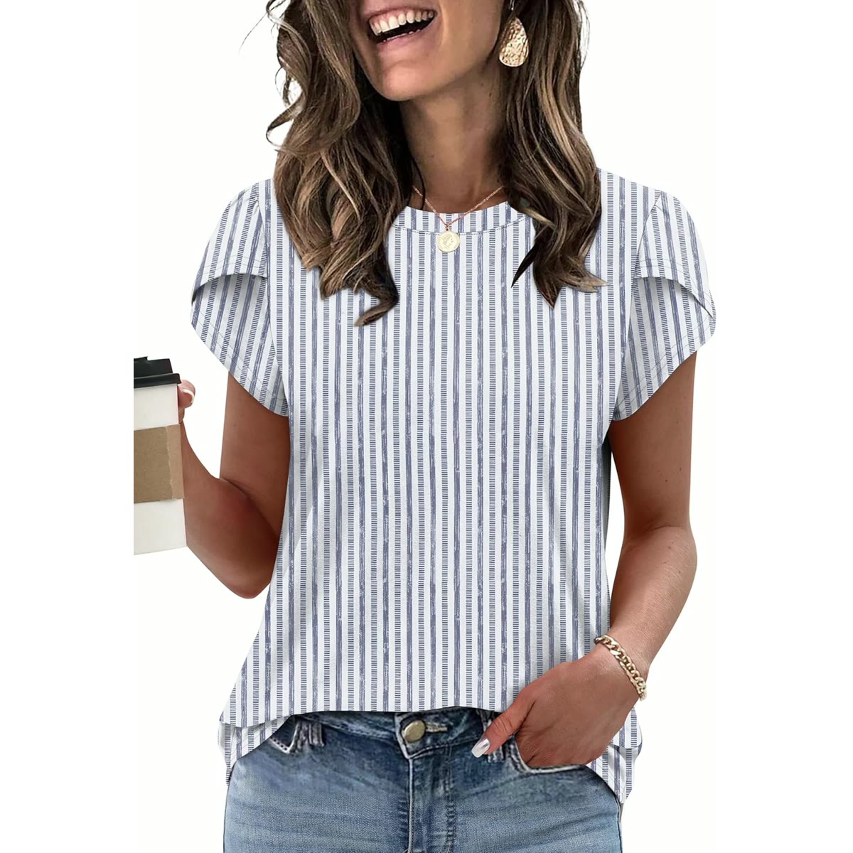Womens Summer Tops Dressy Casual Blouses Short Sleeve Shirts for Women Business Casual Beach Vacation Outfits