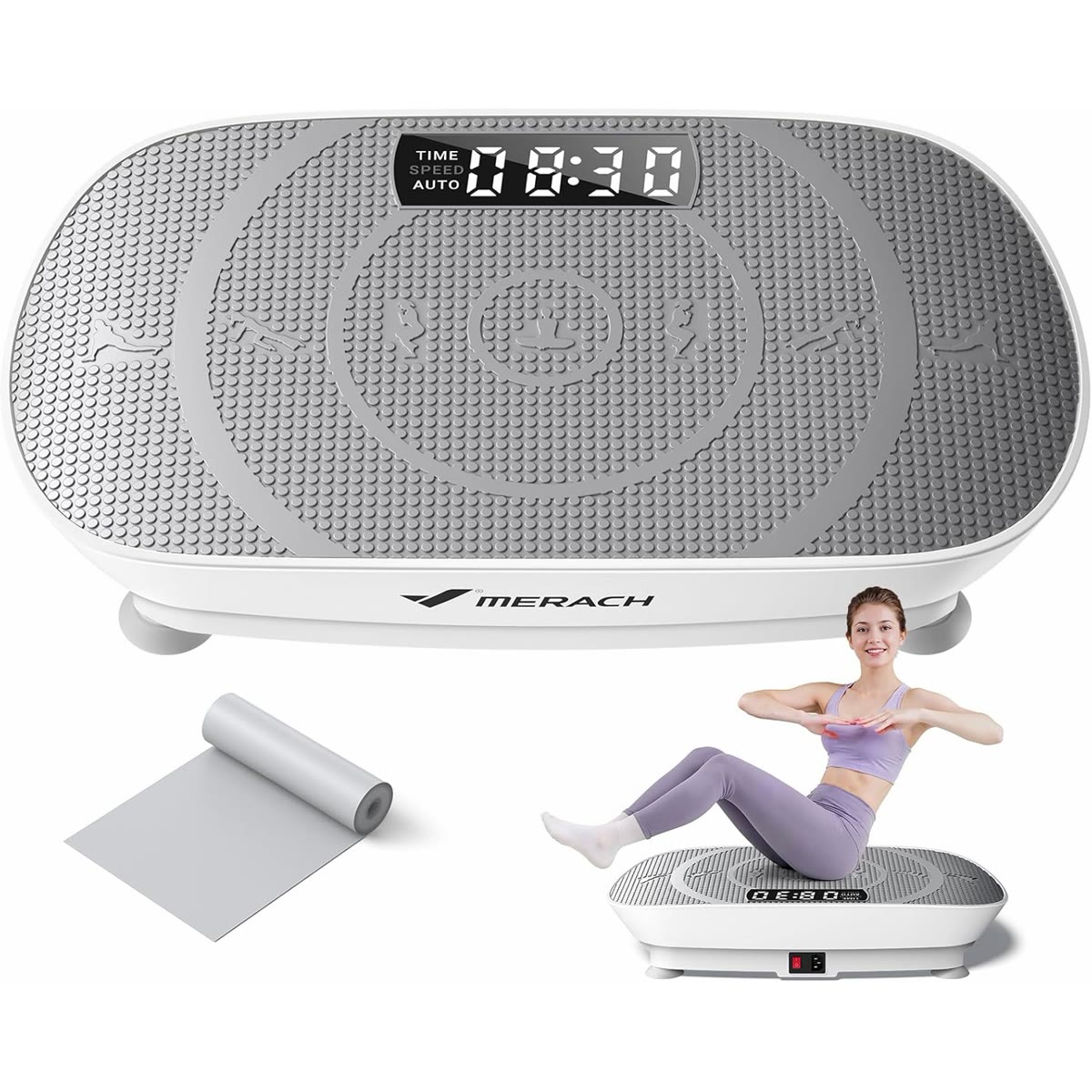 MERACH Vibration Plate Exercise Machine, Whole Body Workout Equipment for Women, Bluetooth and Silicone Pedal, Vibration